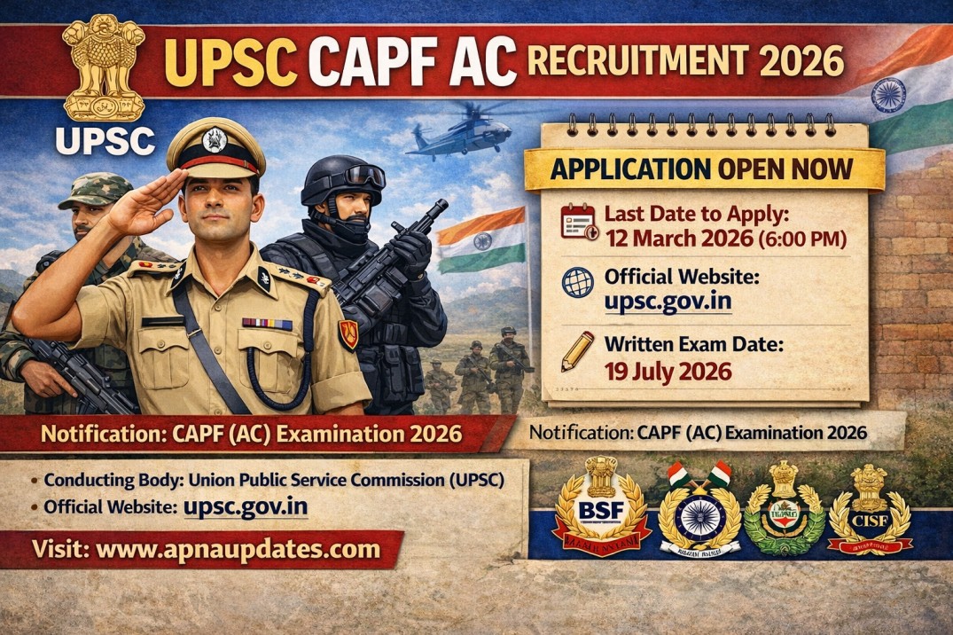 UPSC CAPF Assistant Commandant Recruitment 2026 Notification Out - Apply Online for 349 Posts