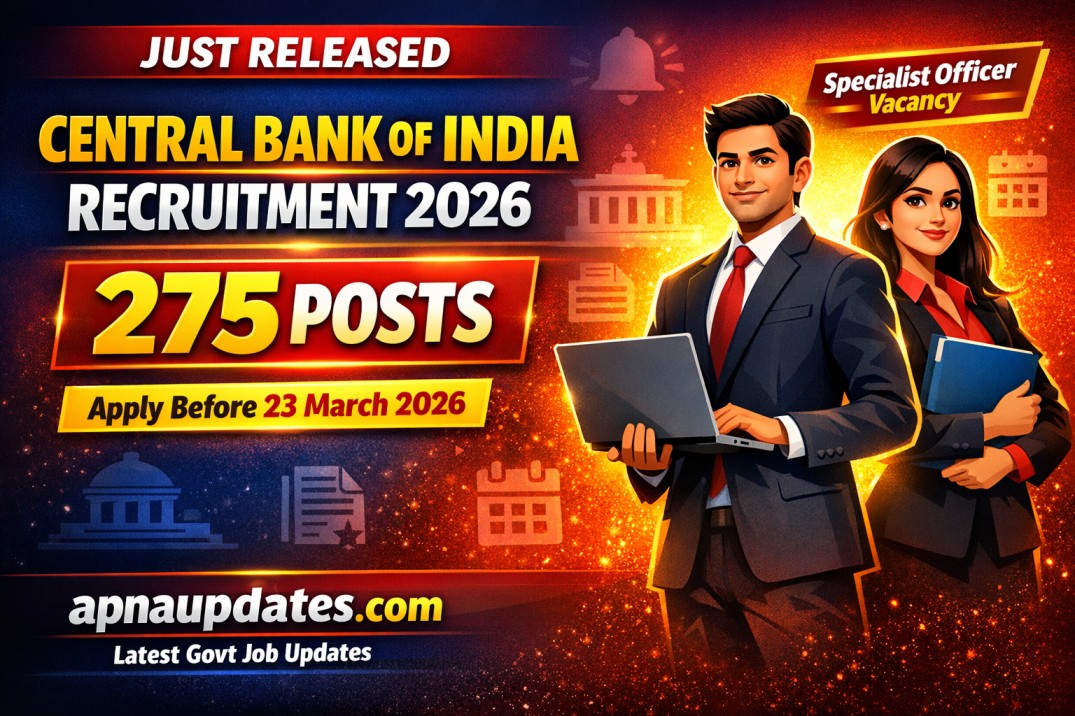Central Bank of India Specialist Officer Recruitment 2026 – 275 IT Officer & Cyber Security Posts | Apply Online
