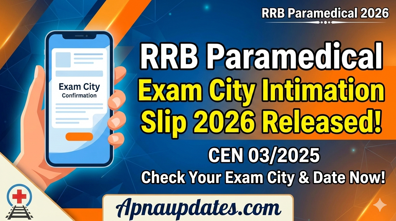 RRB Paramedical Exam City Intimation Slip 2026 Released for CEN 03/2025