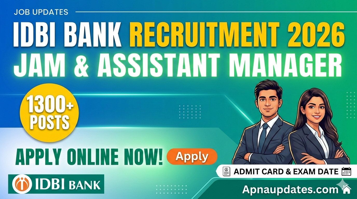 IDBI Bank JAM & Assistant Manager Recruitment 2026 – Apply Online for 1300 Posts
