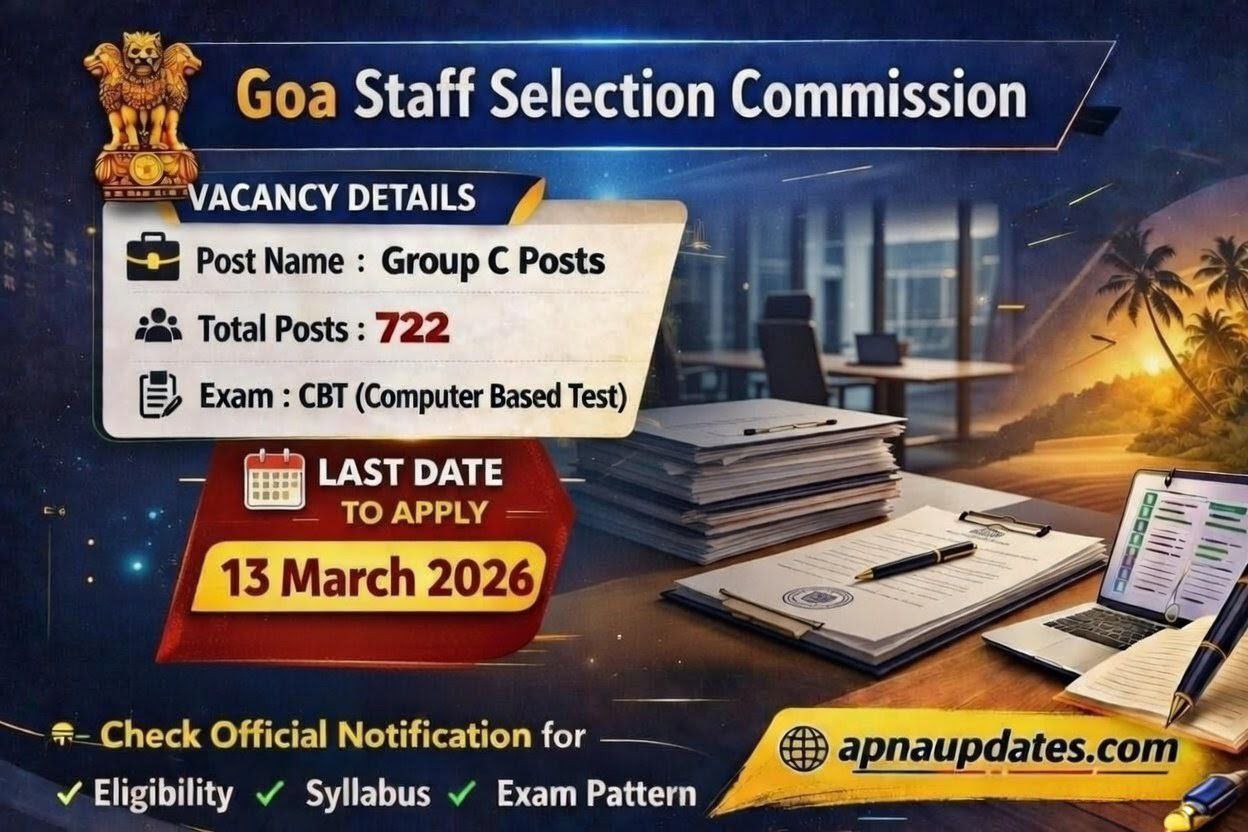 Goa SSC Recruitment 2026 - Apply Online for 722 Police, Forest & Prison Dept Posts