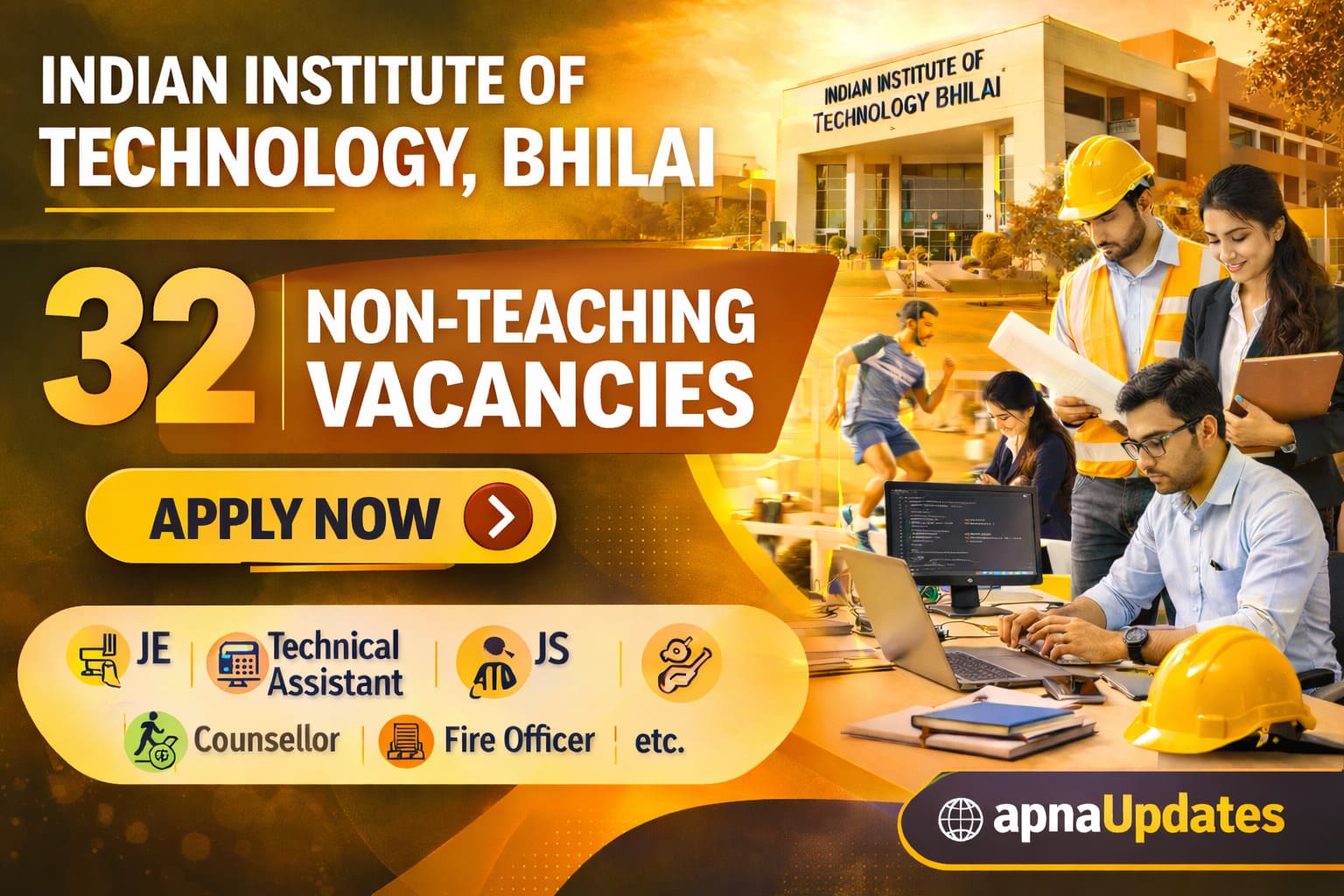 IIT Bhilai Recruitment 2026 Notification Out – Apply Online for JE, JTA & Non-Teaching Posts