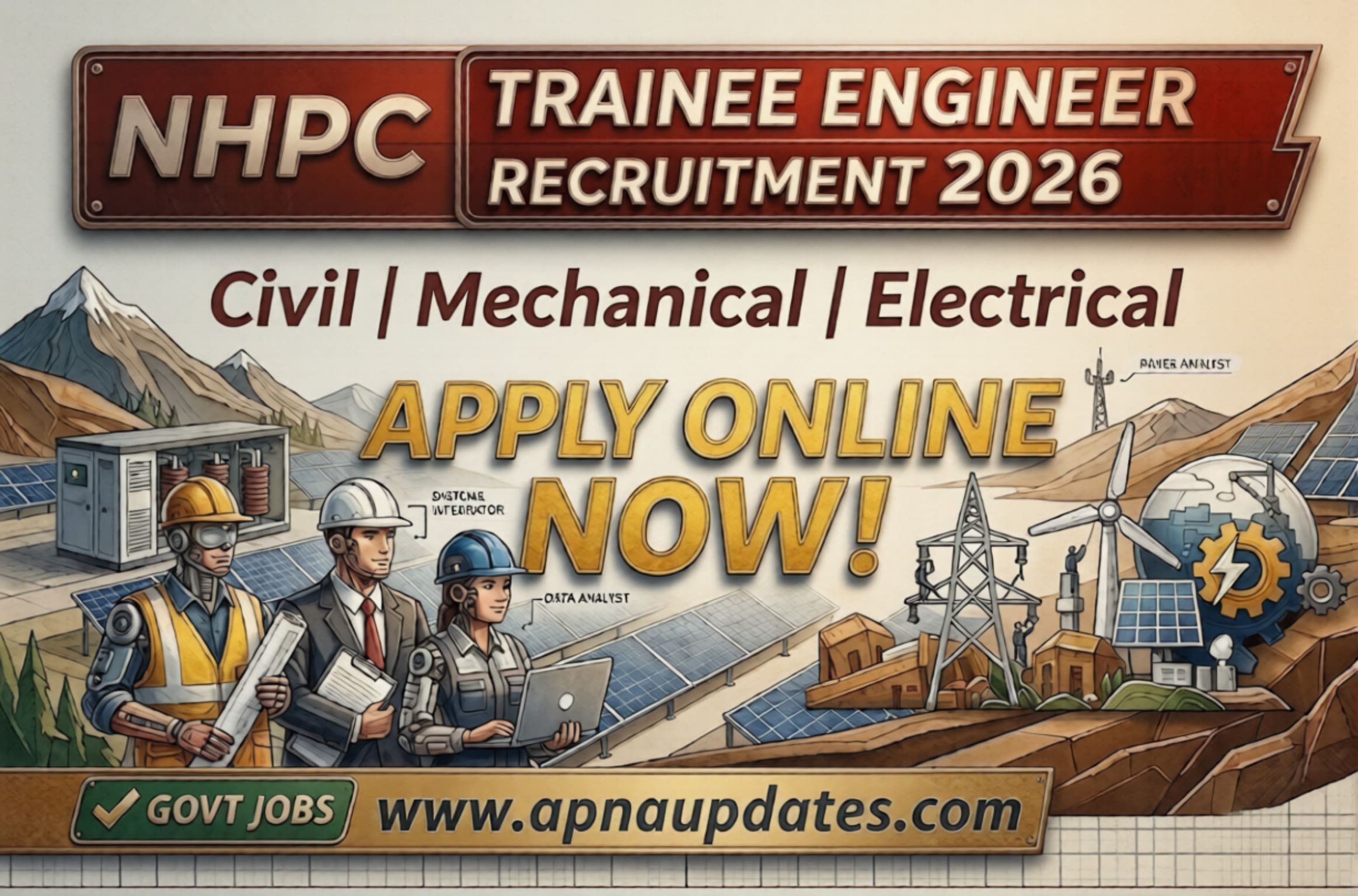 NHPC Trainee Engineer Recruitment 2026-Apply Online for Civil, Mechanical & Electrical Posts