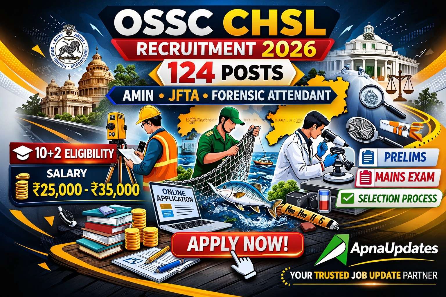 OSSC CHSL Recruitment 2026 – 124 Vacancies for Amin, JFTA & Forensic Attendant, Apply Online