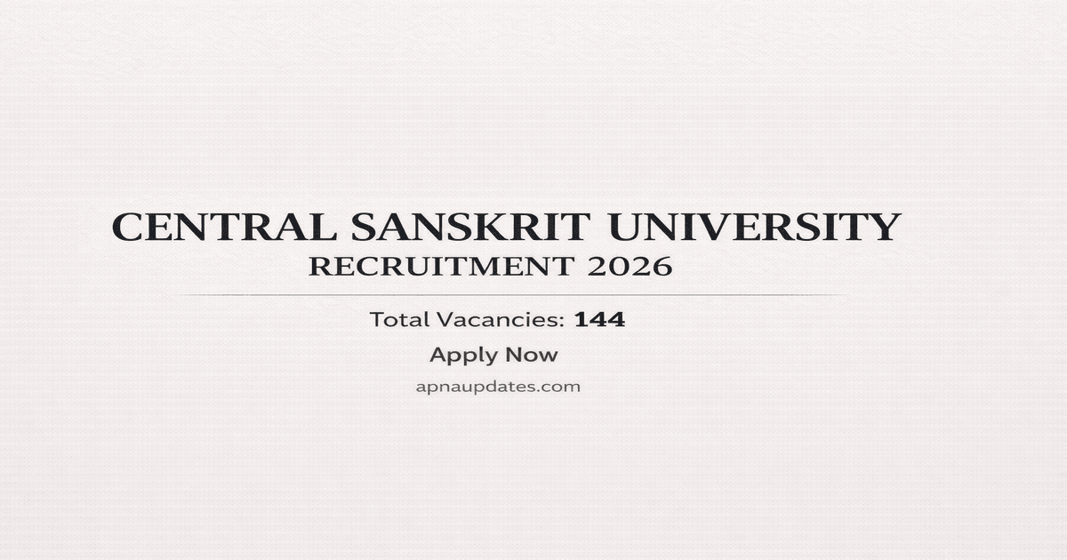 Central Sanskrit University (CSU) Recruitment 2026 – 144 Vacancies, Salary ₹18,000–₹2.18 Lakh, Apply Before 16 April