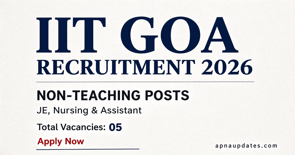 IIT Goa Non-Teaching Recruitment 2026–05 Vacancies, Salary Level 6, Apply Online Before 19 April