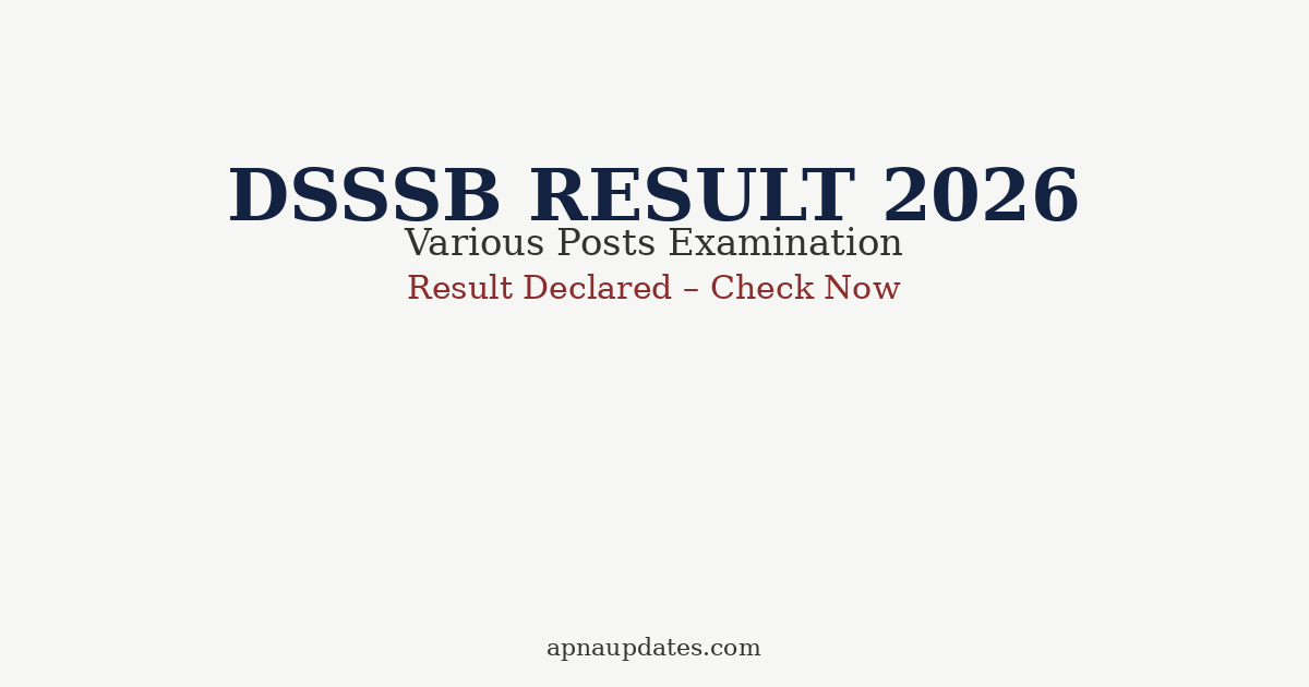 DSSSB Result 2026 Out