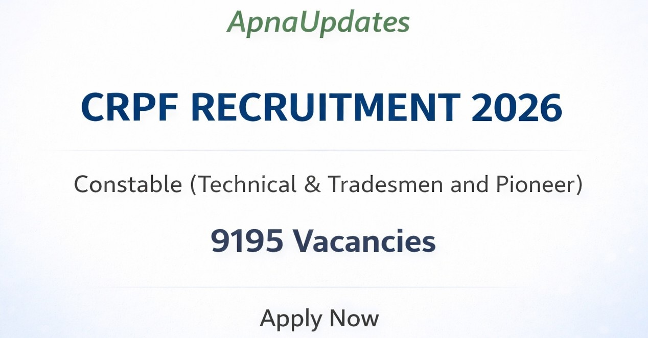 CRPF Constable Tradesman Recruitment 2026: 9195 Vacancies, Eligibility & Apply Online