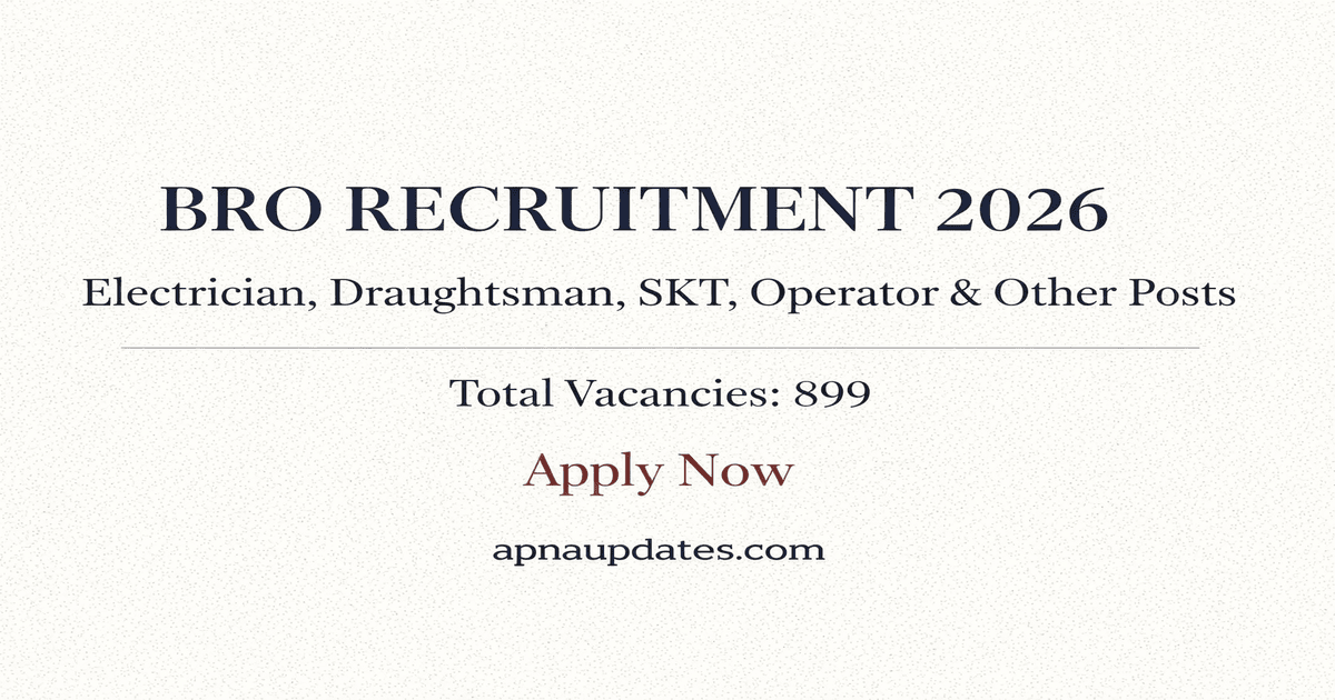 Border Roads Organisation (GREF) Recruitment 2026: 899 Vacancies Announced for Draughtsman, SKT, OC, OEM, Electrician, Typist and more ( only Male Candidates)