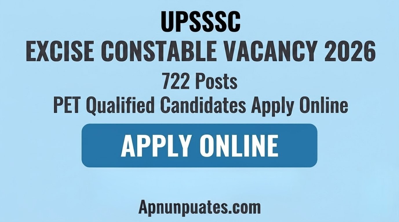 UPSSSC Excise Constable Vacancy 2026: 722 Posts, PET Qualified Candidates Apply Online