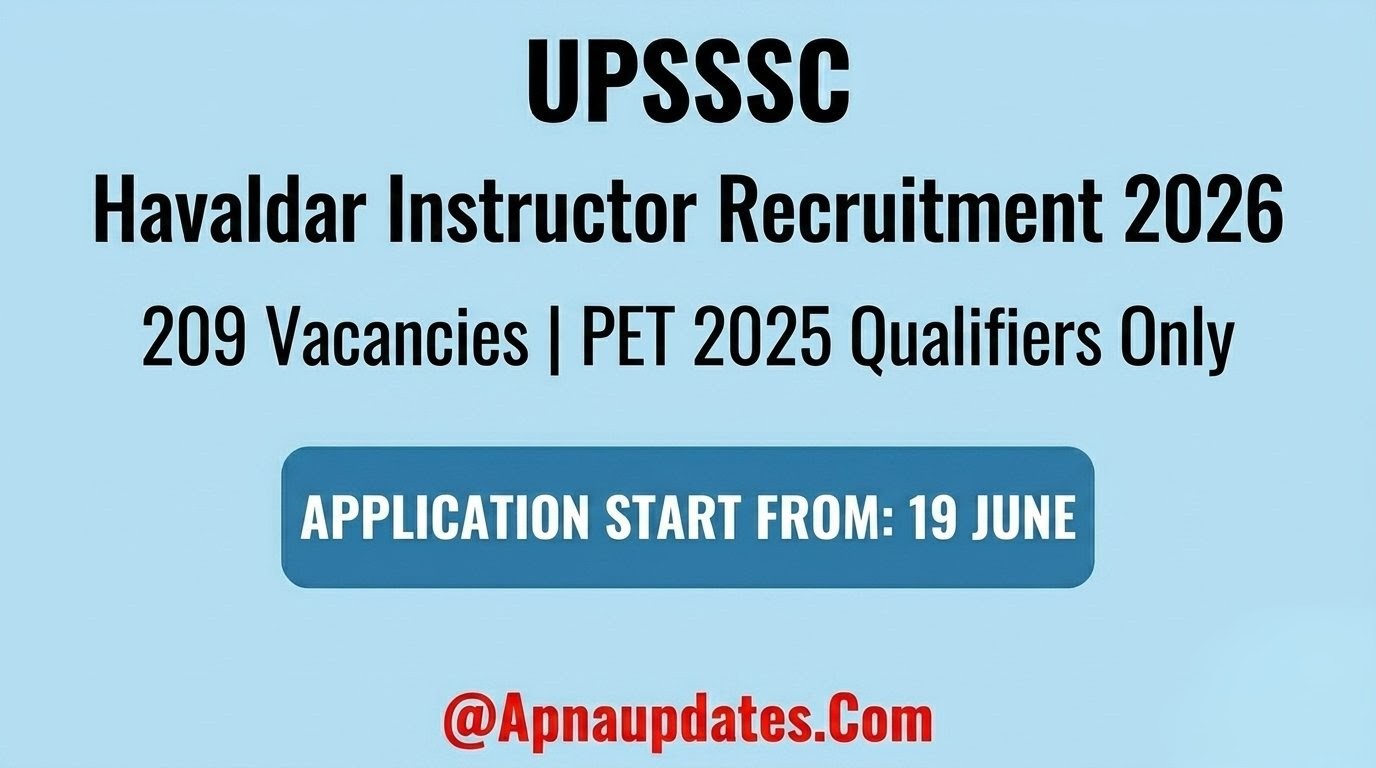 UPSSSC Havaldar Instructor 2026: New Recruitment Out! 209 Vacancies for PET 2025 Qualifiers