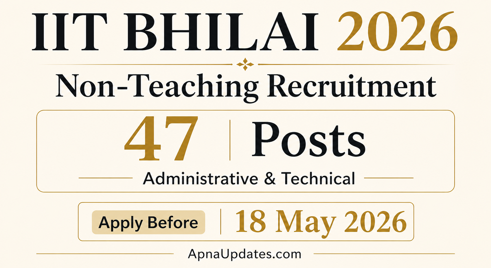 IIT Bhilai Recruitment 2026: 47 Administrative & Technical Posts - Check Eligibility, Salary & Age Limit