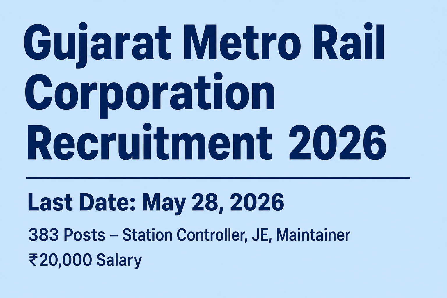 GMRCL Recruitment 2026: 383 Posts for Station Controller, JE, Maintainer – Contractual Jobs, ₹20,000 Salary