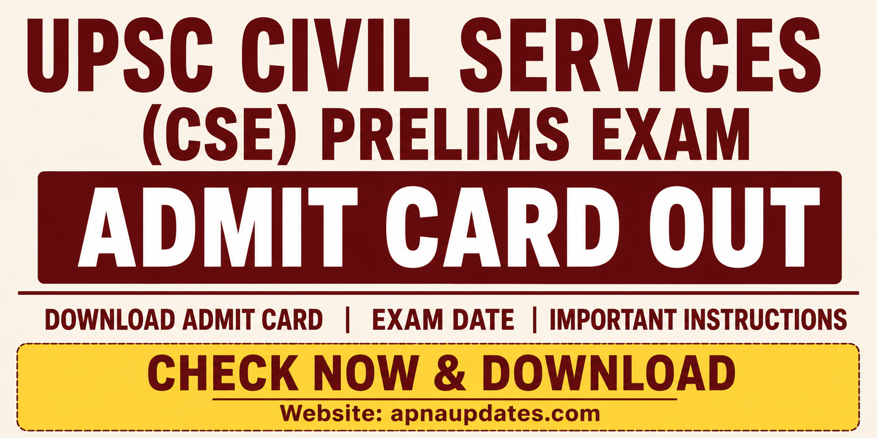 UPSC CSE Prelims Admit Card 2026 Out at upsconline.nic.in, Download Hall Ticket Now