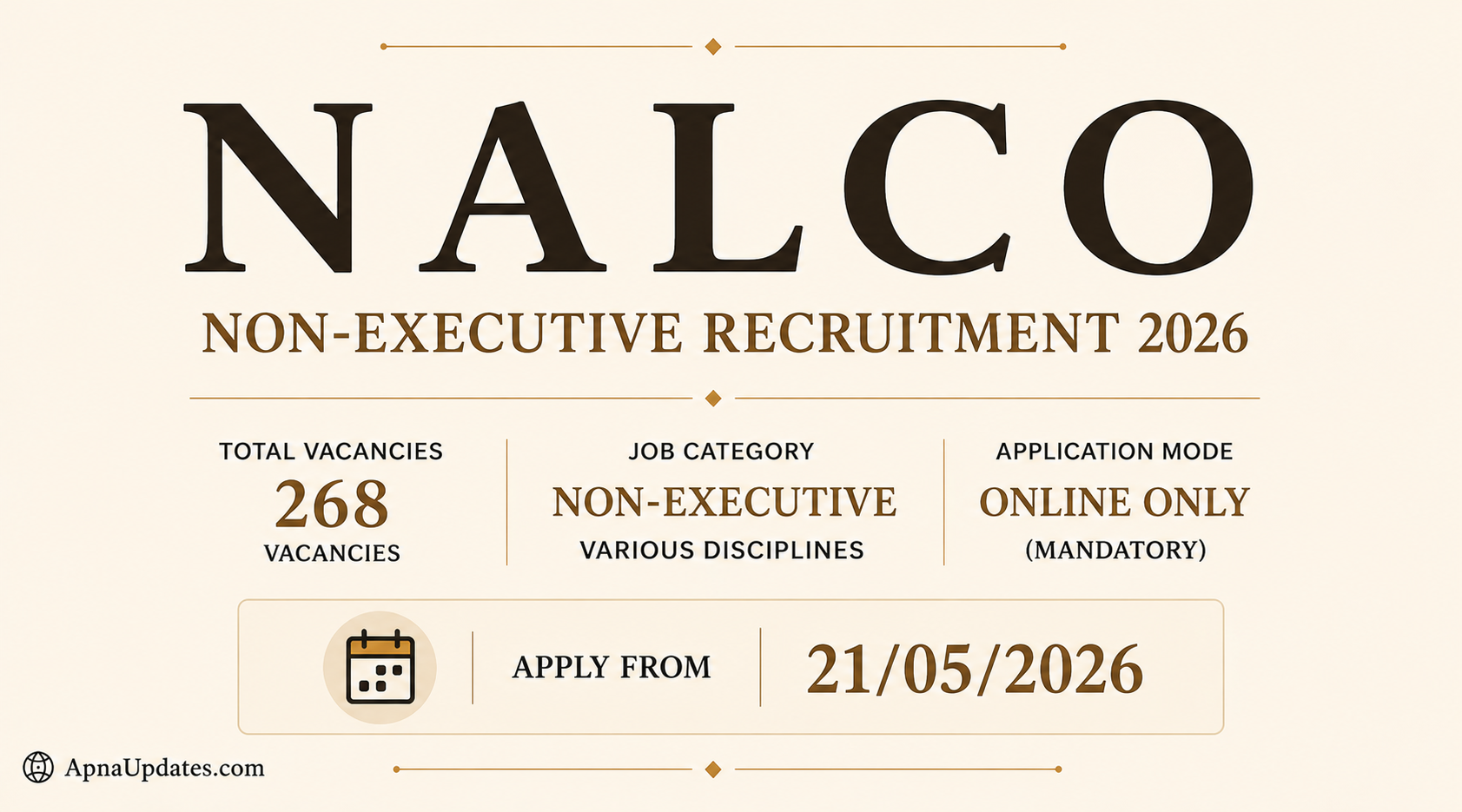NALCO Non-Executive Recruitment 2026: 268 Vacancies, Eligibility, Salary & Selection Guide