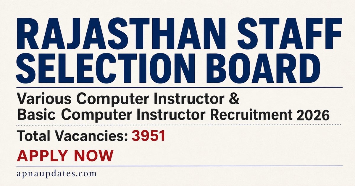 RSSB Computer Instructor Recruitment 2026 - 3951 Vacancies for Senior and Basic Posts, Apply by June 23