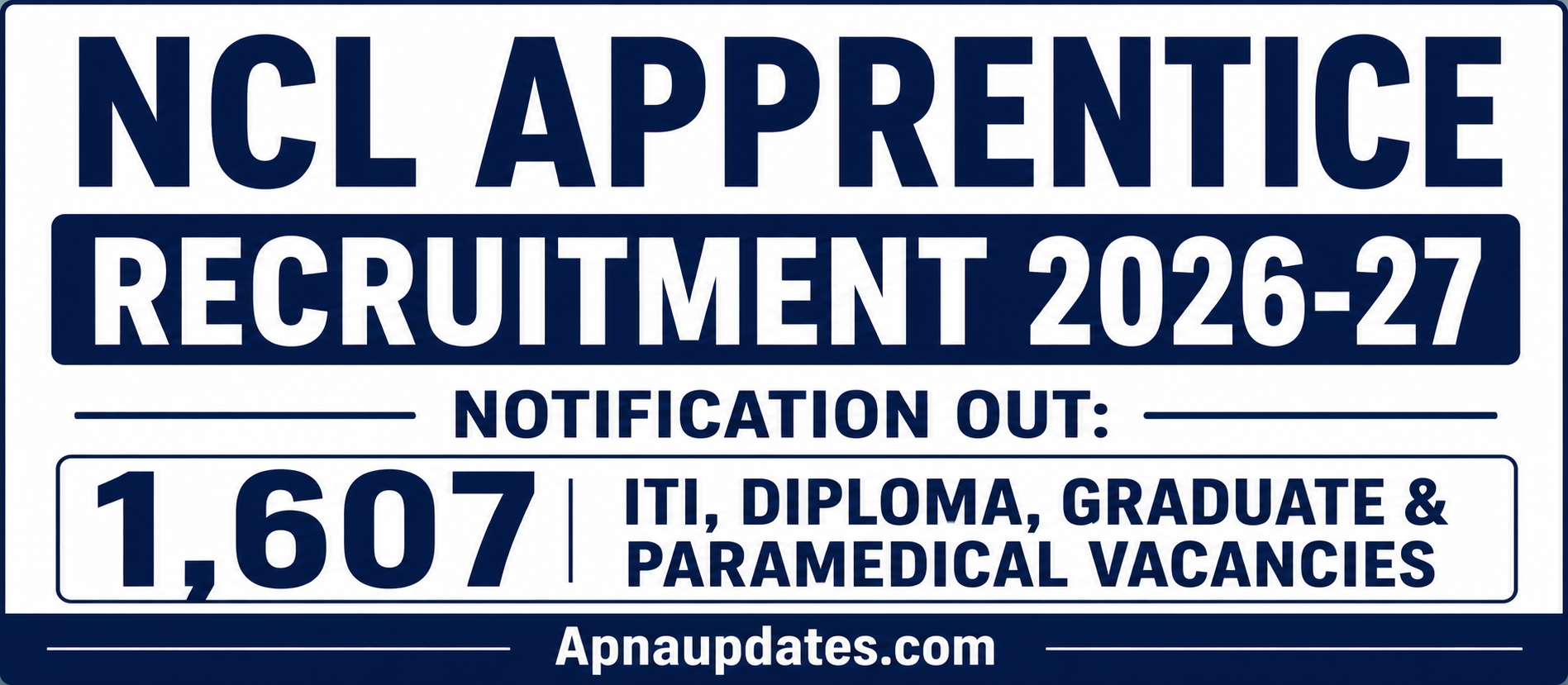 Northern Coalfields Limited (NCL) Apprentice Recruitment 2026-27: Complete Details for 1,607 Posts