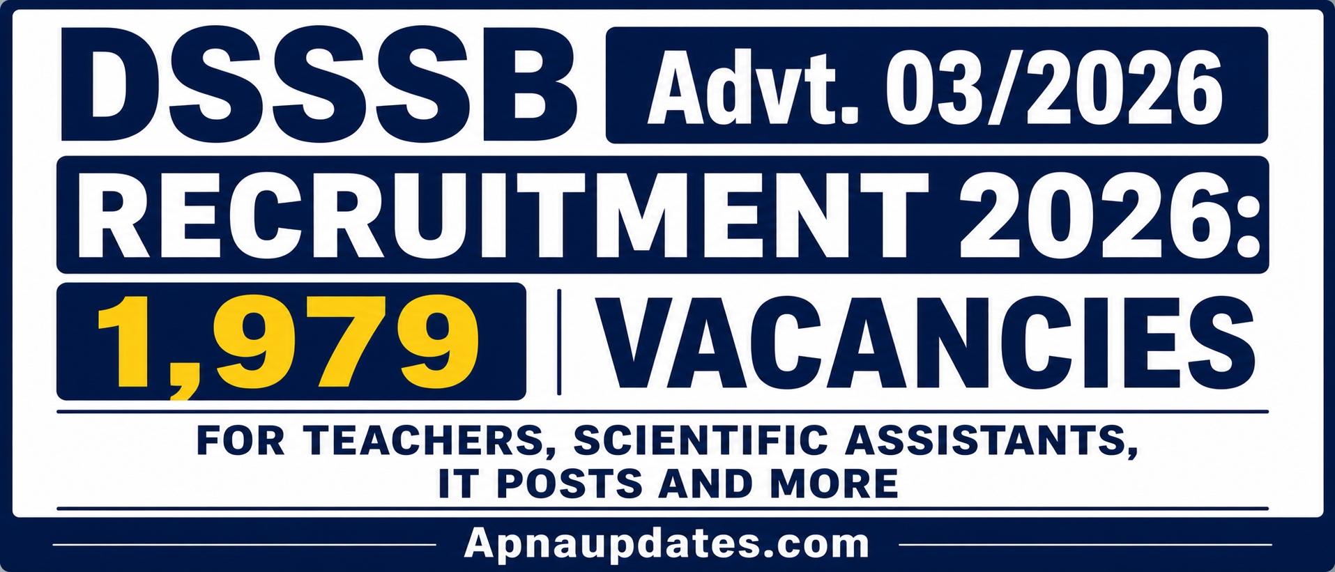 DSSSB Recruitment 2026: 1,979 Vacancies for Teachers, IT & Scientific Posts