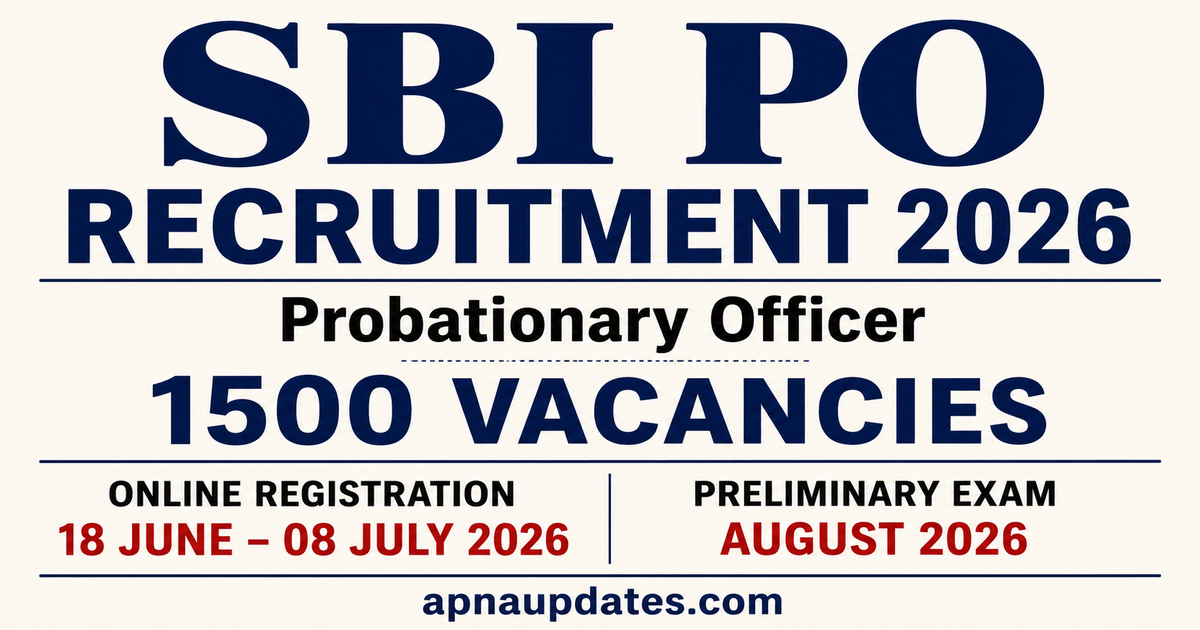 SBI PO Recruitment 2026: Apply Online for 1500 Probationary Officer Posts, Last Date July 08