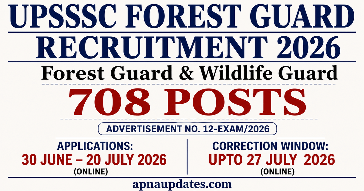 UPSSSC Forest Guard and Wildlife Guard Recruitment 2026: Apply for 708 Posts by July 20