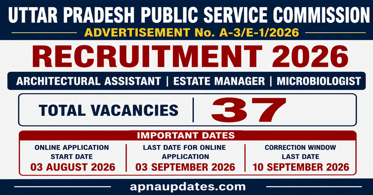 UPPSC Architectural Assistant, Estate Manager and Microbiologist Recruitment 2026