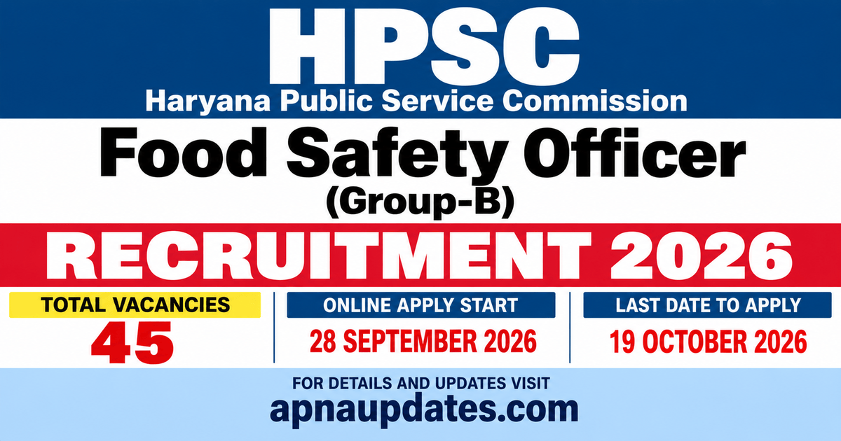 HPSC Food Safety Officer Recruitment 2026: 45 Posts