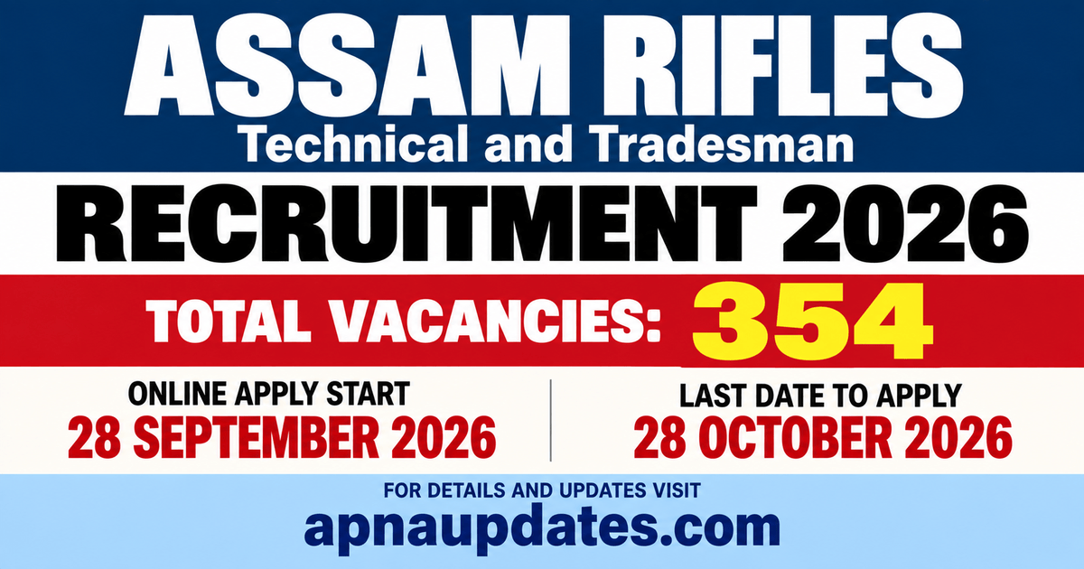 Assam Rifles Technical and Tradesman Recruitment 2026: 354 Group C Posts