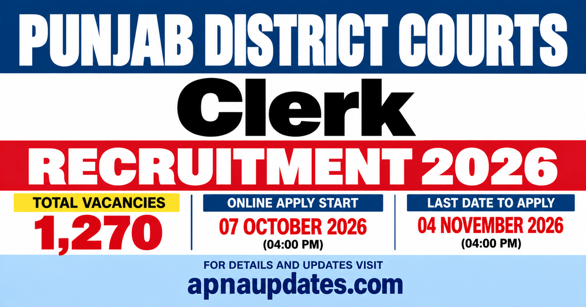 Punjab District Courts Clerk Recruitment 2026: 1,270 Posts