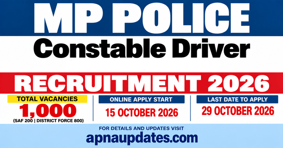 MPESB Police Constable Driver Recruitment 2026: 1,000 Aarakshak (Chalak) Posts