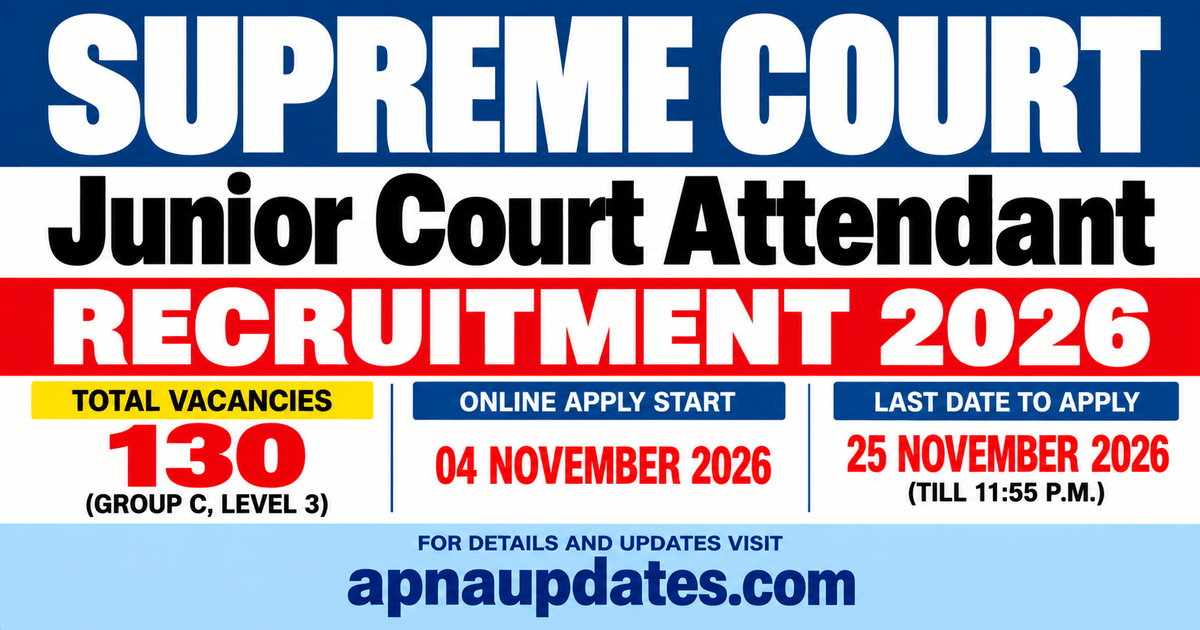 Supreme Court Junior Court Attendant Recruitment 2026: 130 Posts